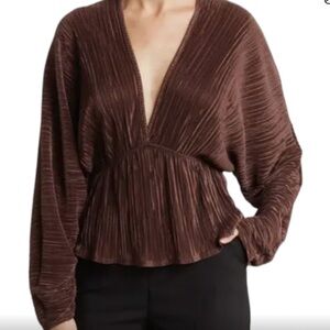 Abercrombie & Fitch Brown Long Sleeve Blouse Size Large